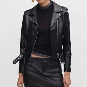 MANGO faux leather biker moto jacket